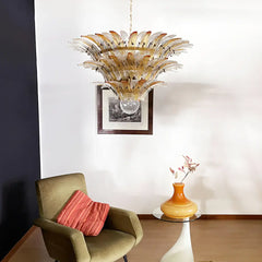 Beautifully Murano Palmette Amber Transparent Chandelier