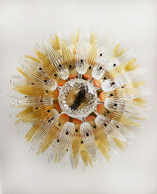 Beautifully Murano Palmette Amber Transparent Chandelier