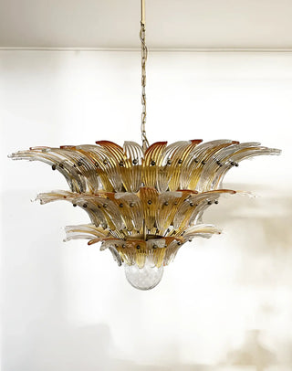 Beautifully Murano Palmette Amber Transparent Chandelier