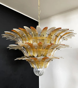 Beautifully Murano Palmette Amber Transparent Chandelier