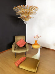 Beautifully Murano Palmette Amber Transparent Chandelier