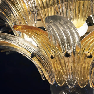 Beautifully Murano Palmette Amber Transparent Chandelier