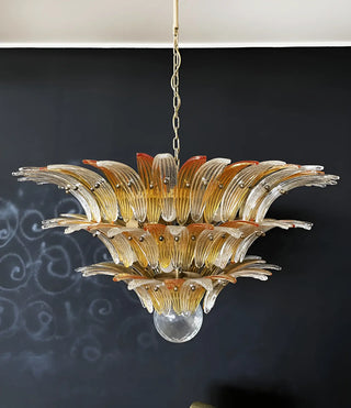 Beautifully Murano Palmette Amber Transparent Chandelier