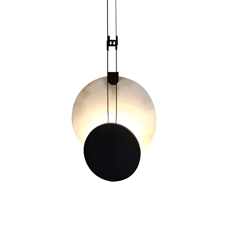 Black Paint Iron Disc Marble Pendant Lamp | Korewolamp