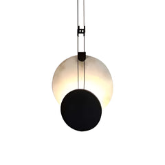 Black Paint Iron Disc Marble Pendant Lamp