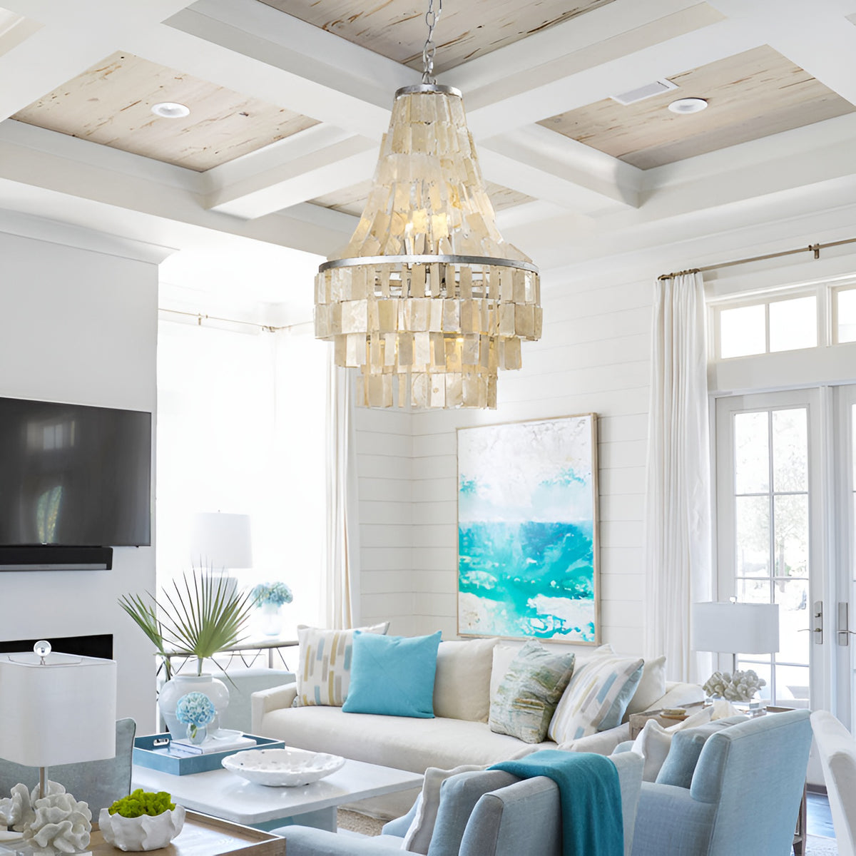 Boho Tiered Capiz Chandelier