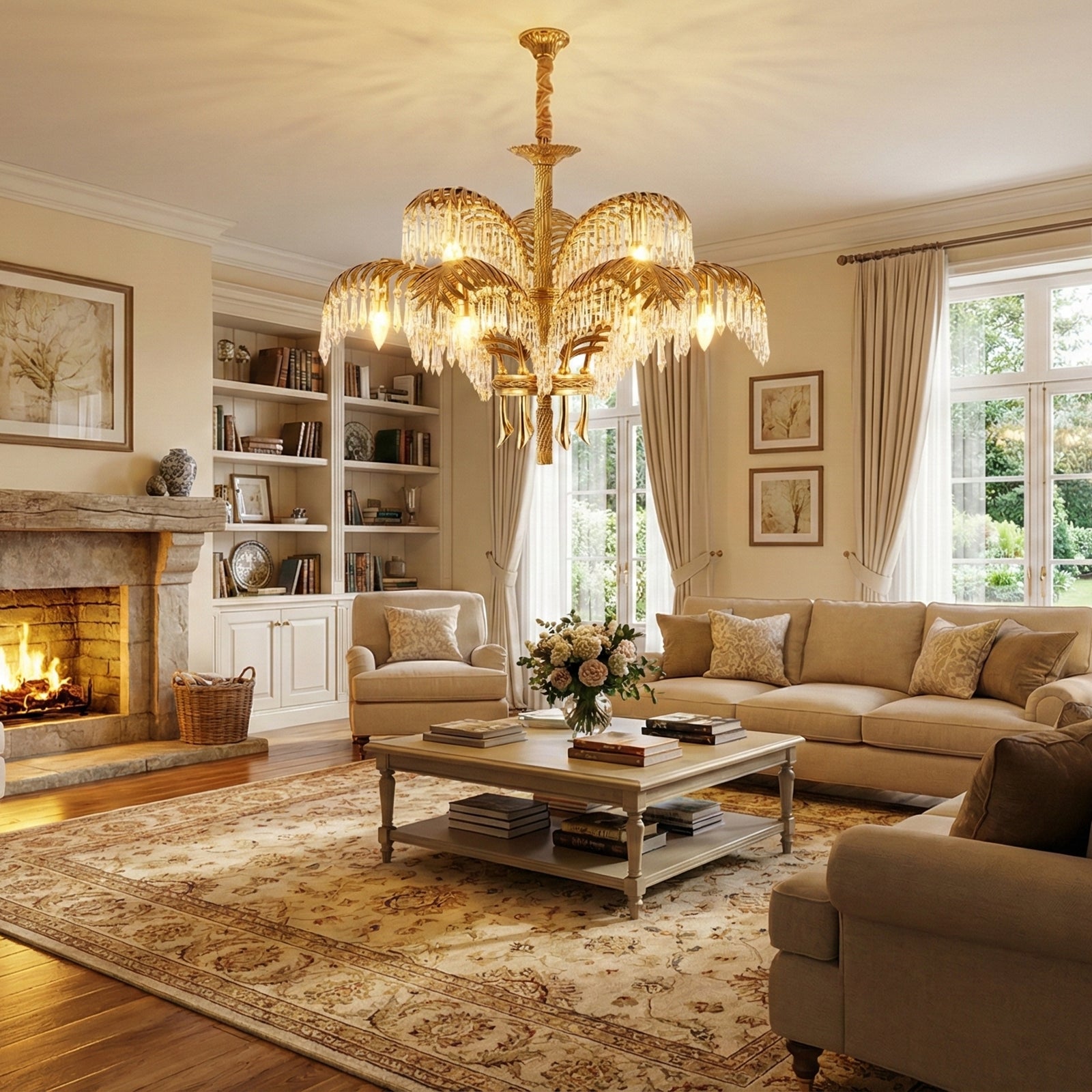 【限定品】オリバーガル Chandelier 1996 ブループリント金箔アート Brass Palm Leaf Crystal Chandelier | korewo Lamp – korewolamp