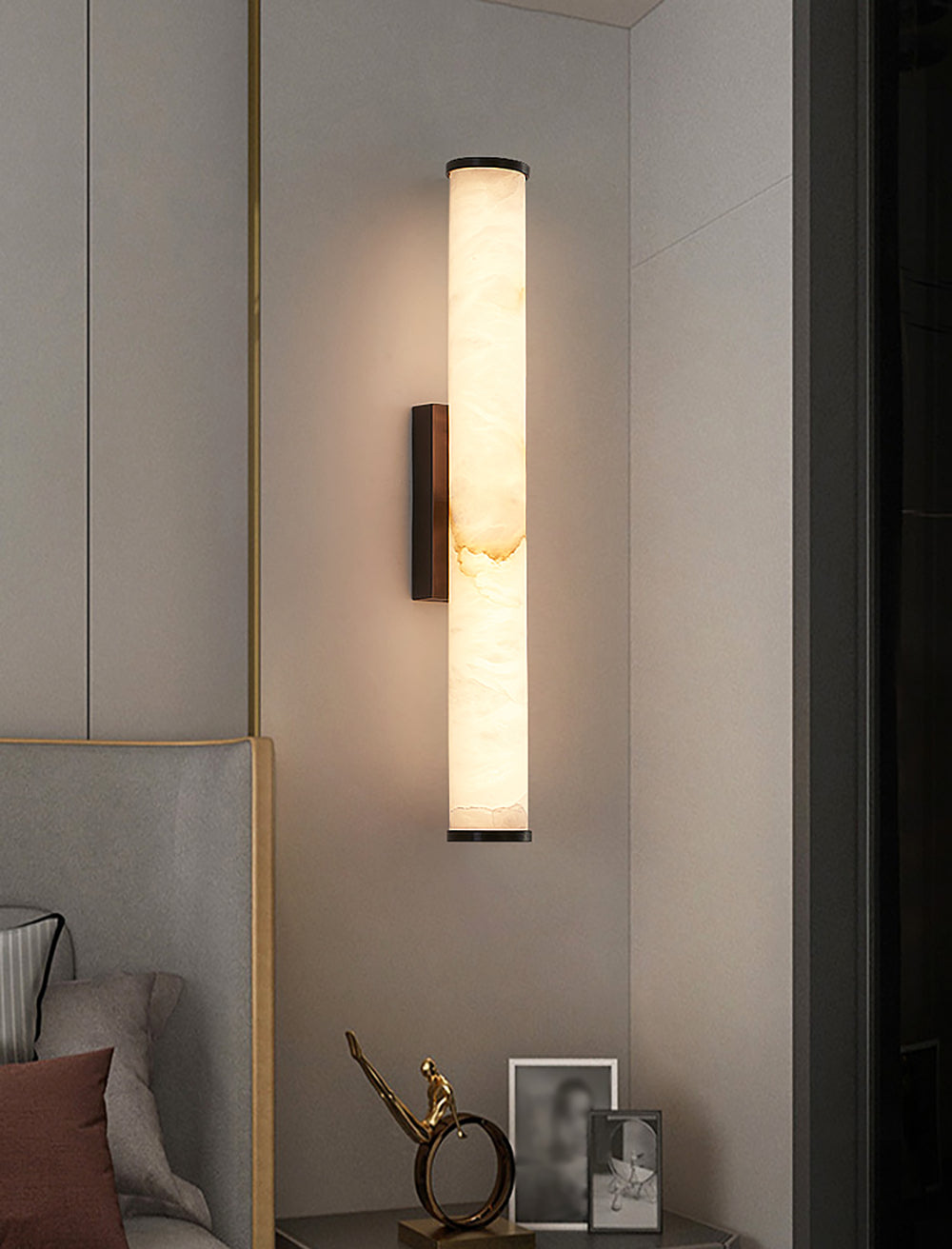 Cylindrical Callisto Alabaster Wall Lamp