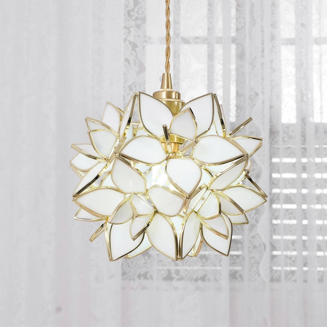 Oriental Furniture Princess Capiz Hanging Lamp – Handmade Shell Accent Light, Brown, Corded