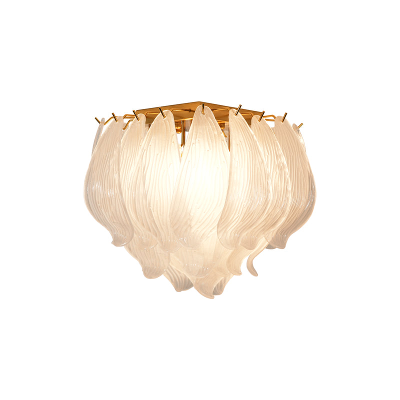 Carved Glass Leaves Murano Ceiling Lamp | Korewolamp