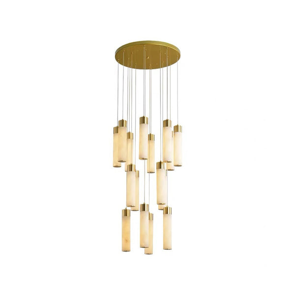 Cylindrical Celestial Alabaster Cascade Chandelier