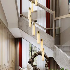 Cylindrical Celestial Alabaster Cascade Chandelier