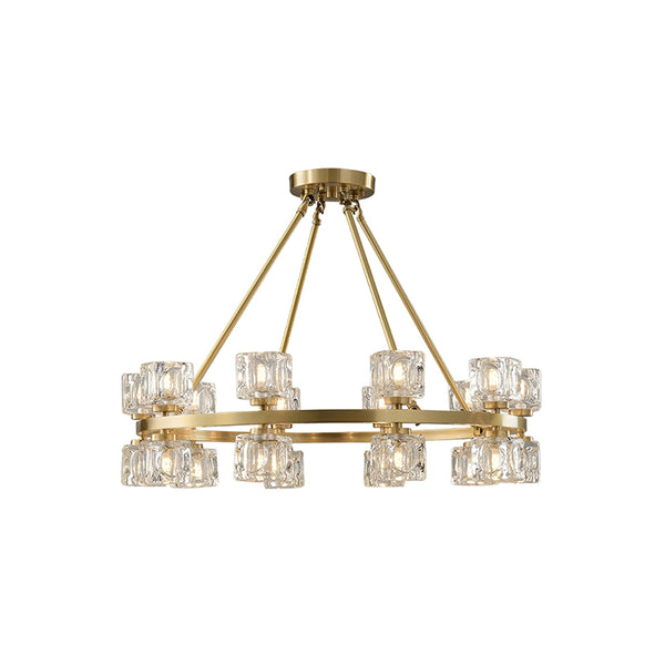 Crystal Cube Gold Chandelier