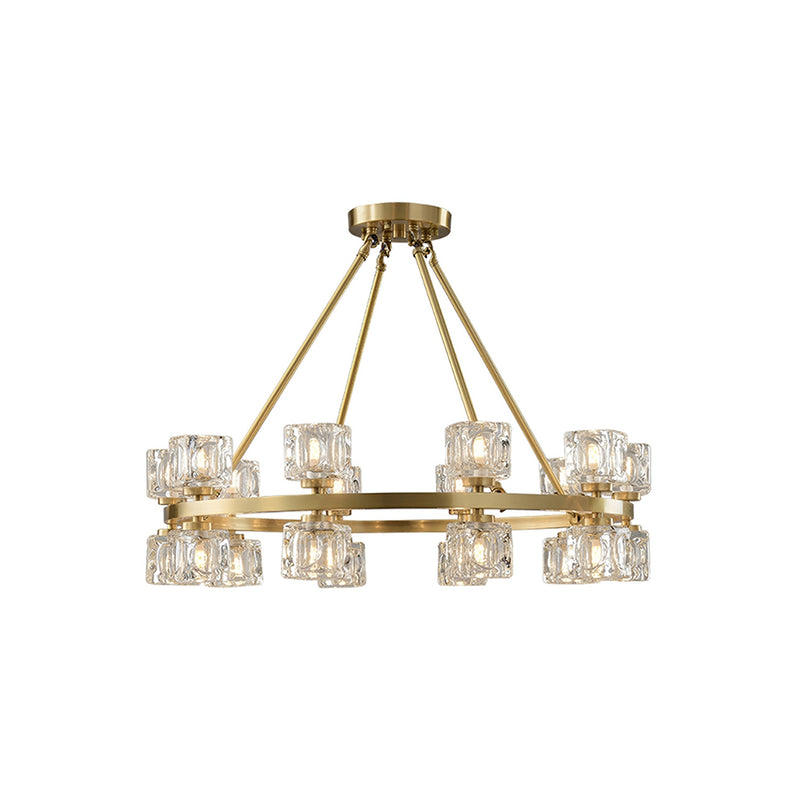 Crystal Cube Gold Chandelier | Korewolamp