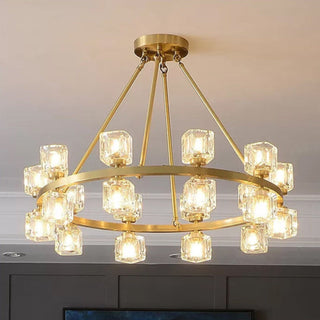 Crystal Cube Gold Chandelier