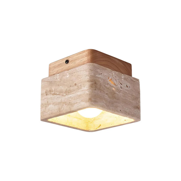 Cube Terra Block Travertine Ceiling Light