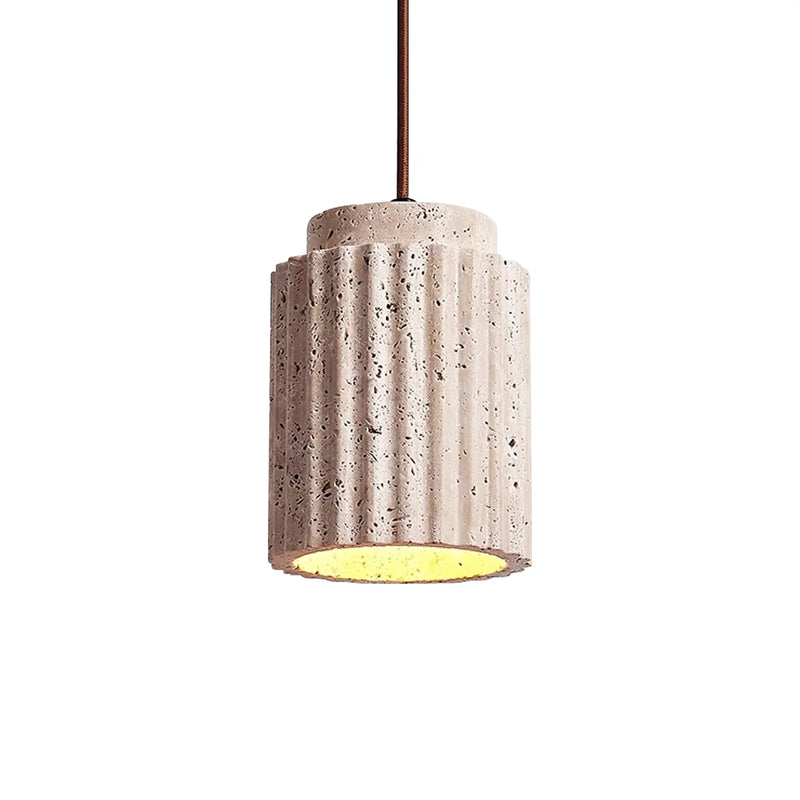Cylindrical Caelia Travertine Pendant Light | Korewolamp