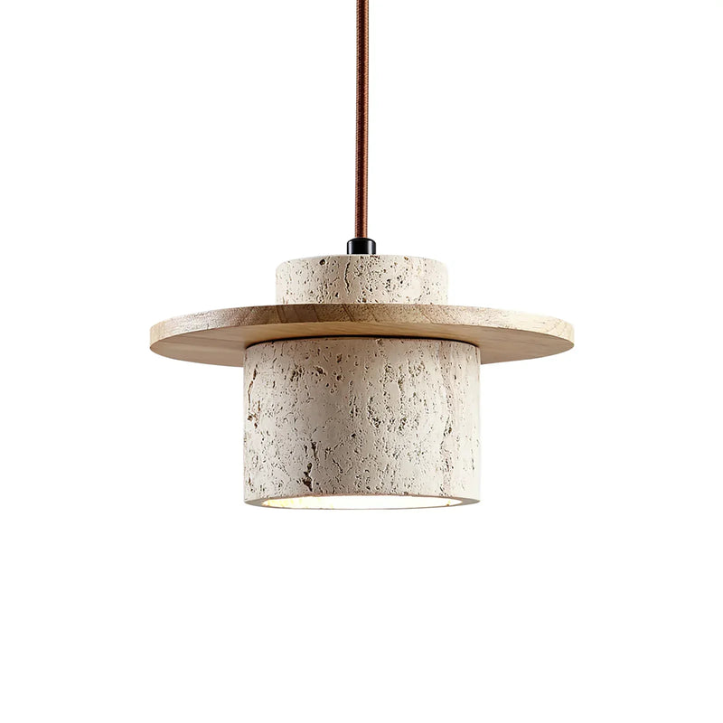 Cylindrical Stonova Duo Travertine Pendant Light | Korewolamp