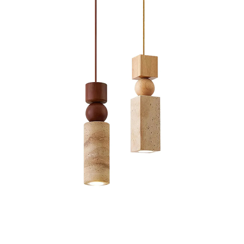 Cylindrical Travertine Fables Pendant Lamp | Korewolamp