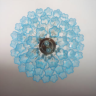 Elegant Blue Murano Glass Tube Chandelier