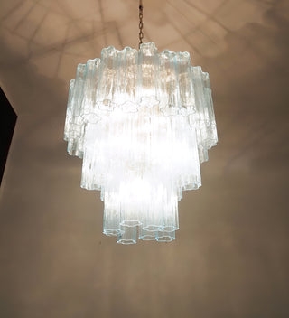 Elegant Blue Murano Glass Tube Chandelier