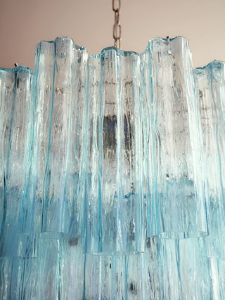 Elegant Blue Murano Glass Tube Chandelier