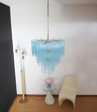 Elegant Blue Murano Glass Tube Chandelier