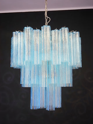 Elegant Blue Murano Glass Tube Chandelier