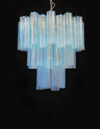 Elegant Blue Murano Glass Tube Chandelier