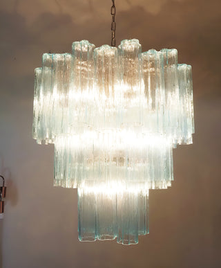 Elegant Blue Murano Glass Tube Chandelier