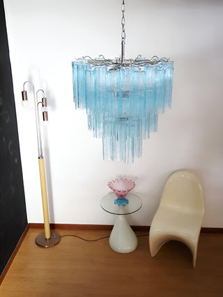 Elegant Blue Murano Glass Tube Chandelier