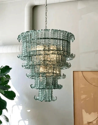 Elegant Leaf-Shaped Murano Glass Chandelier