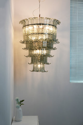 Elegant Leaf-Shaped Murano Glass Chandelier