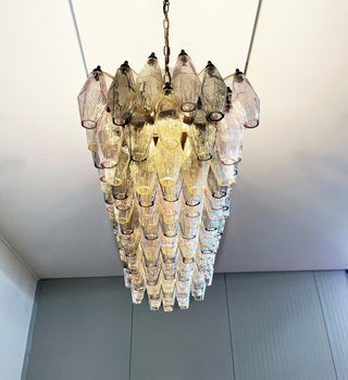 Elegant Multicolored Murano Poliedri Glass Chandelier