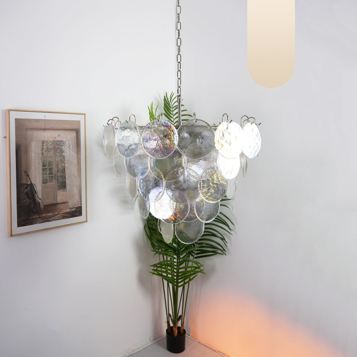 Elegant Murano Disc Iridescent Chandelier