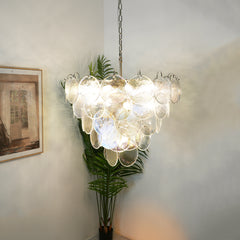 Elegant Murano Disc Iridescent Chandelier