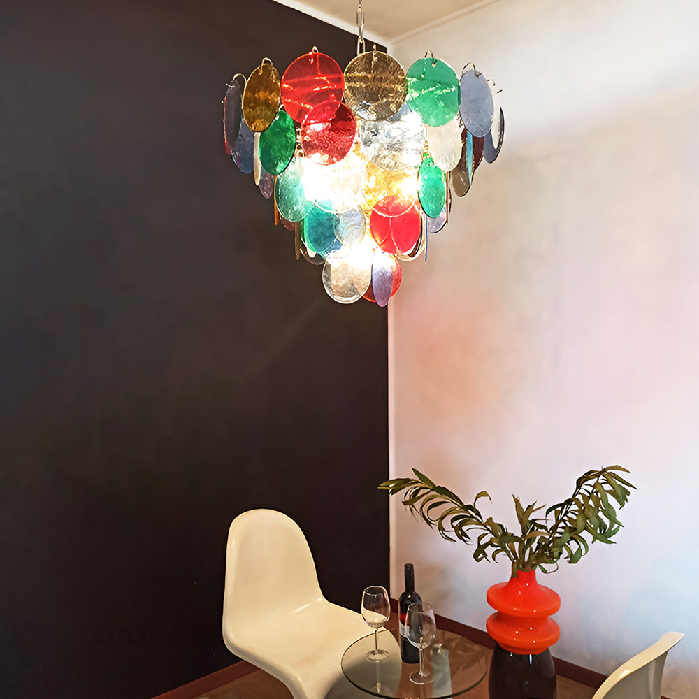 Elegant Murano Disc Multicolored Chandelier