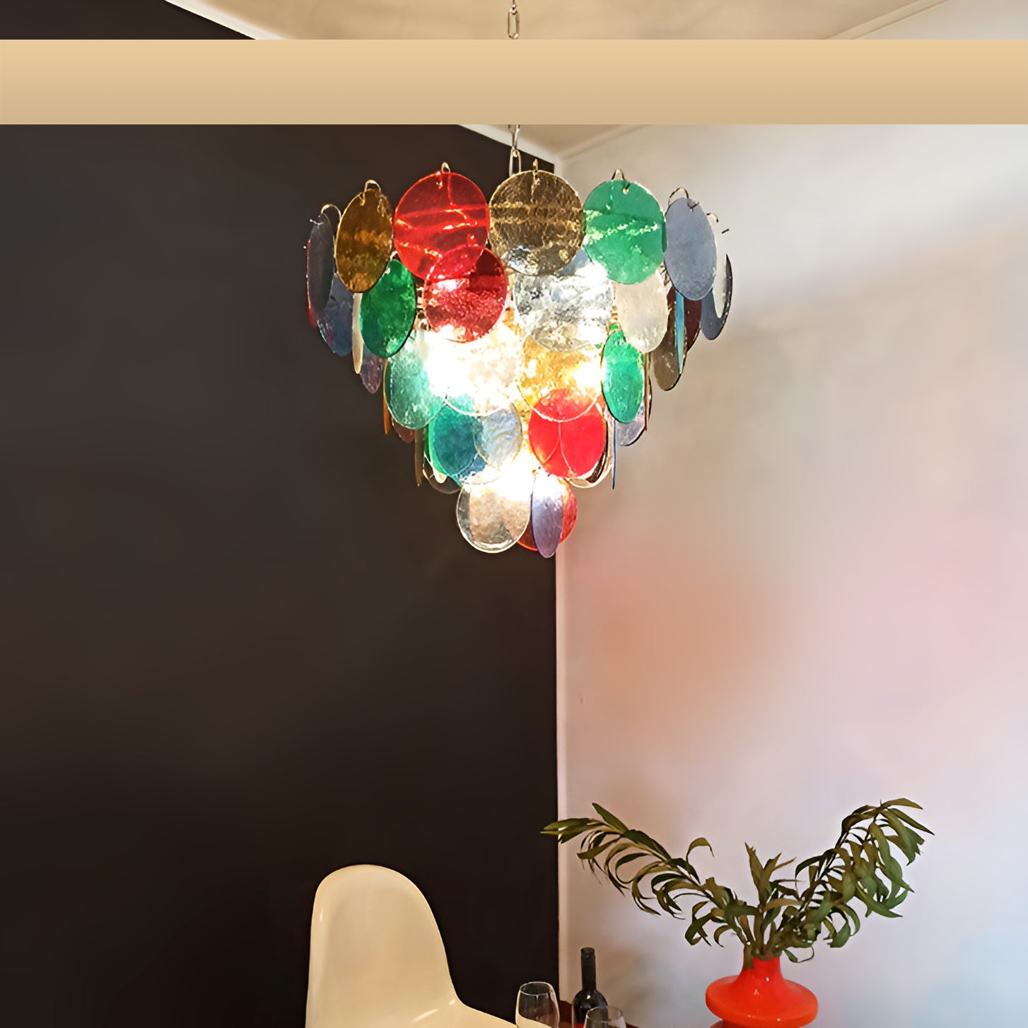 Elegant Murano Disc Multicolored Chandelier