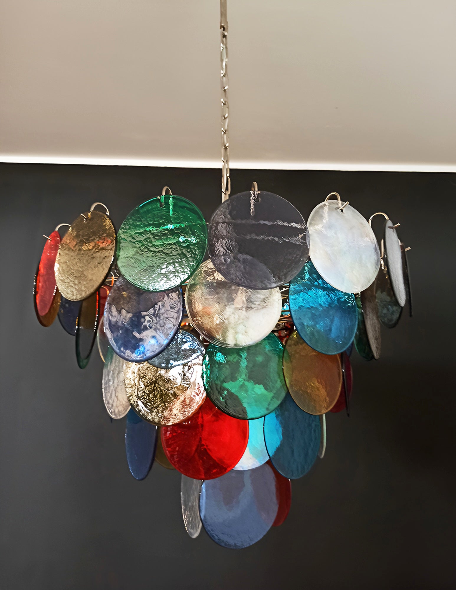 Elegant Murano Disc Multicolored Chandelier