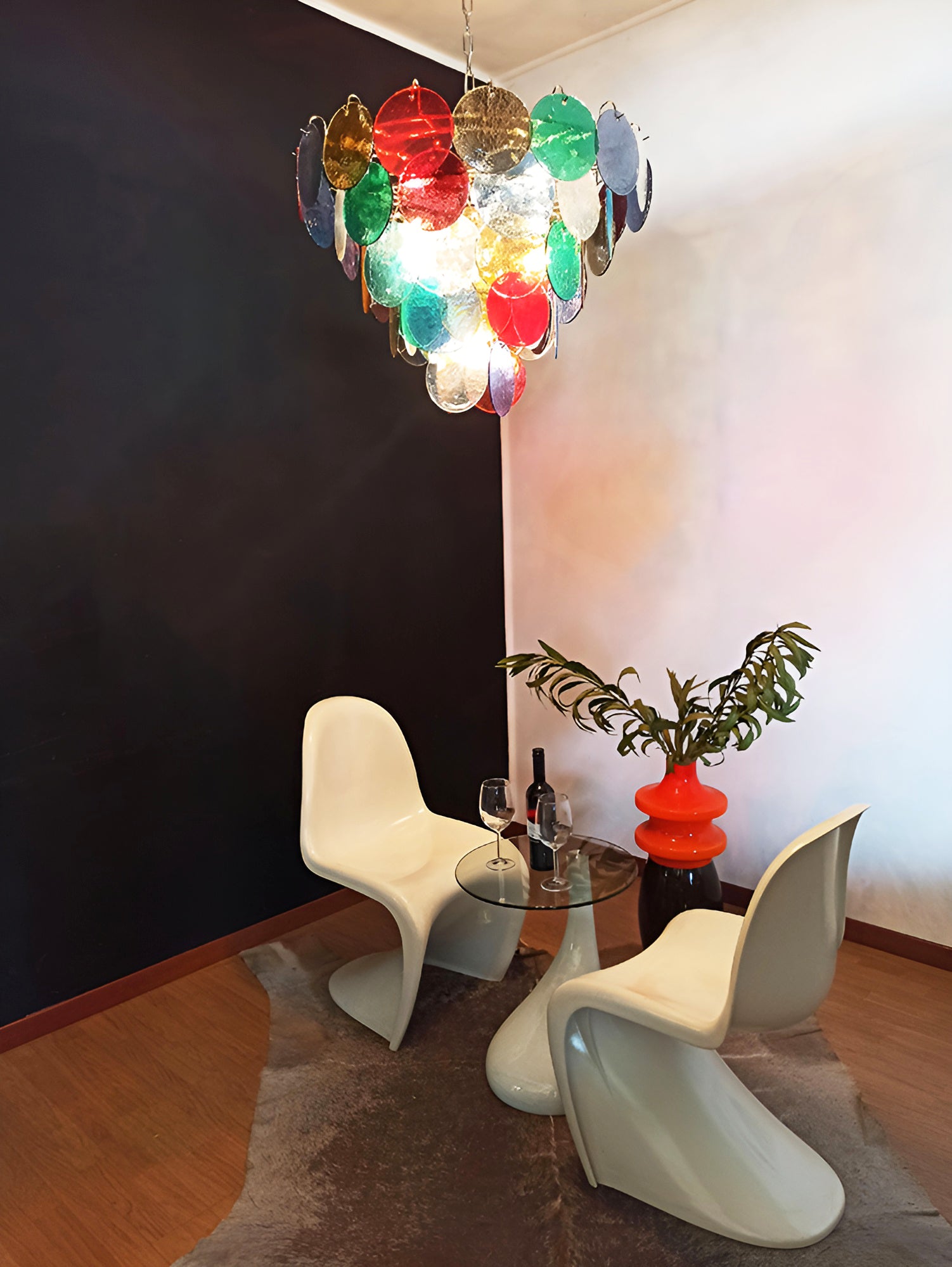 Elegant Murano Disc Multicolored Chandelier