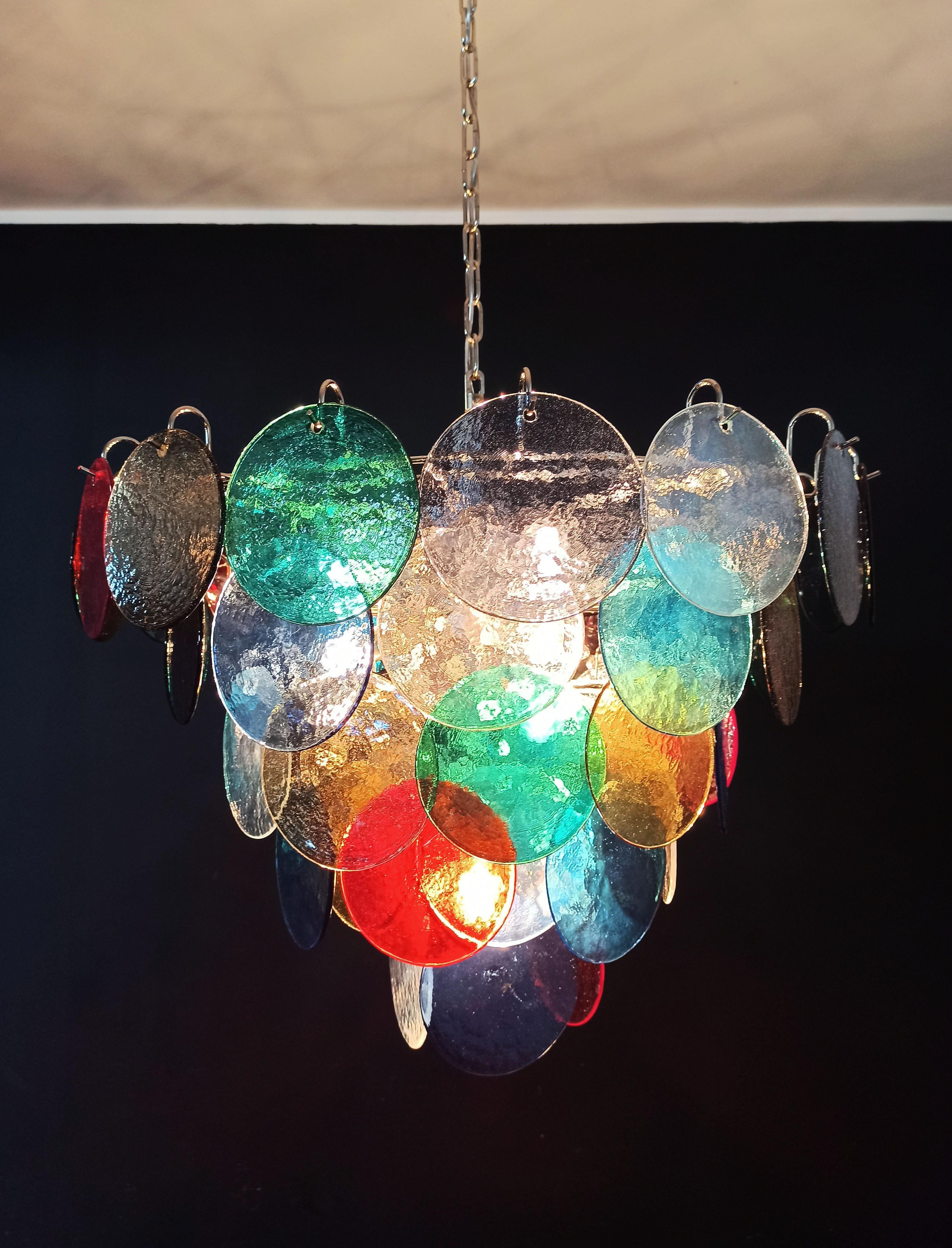 Elegant Murano Disc Multicolored Chandelier