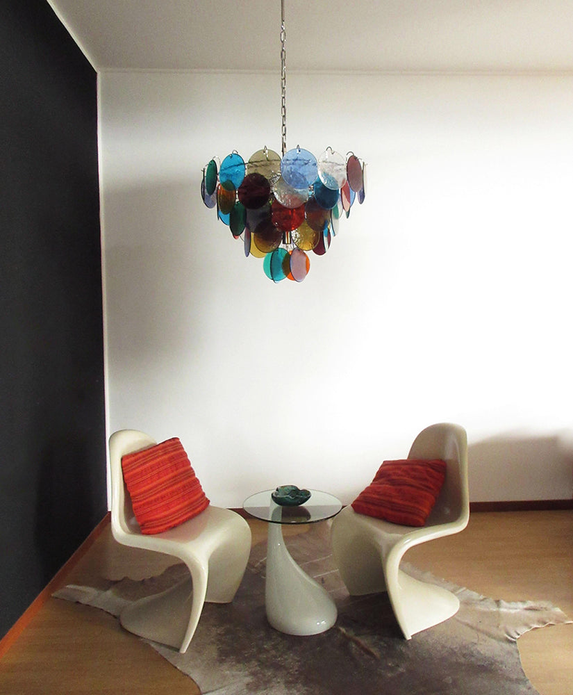 Elegant Murano Disc Multicolored Chandelier