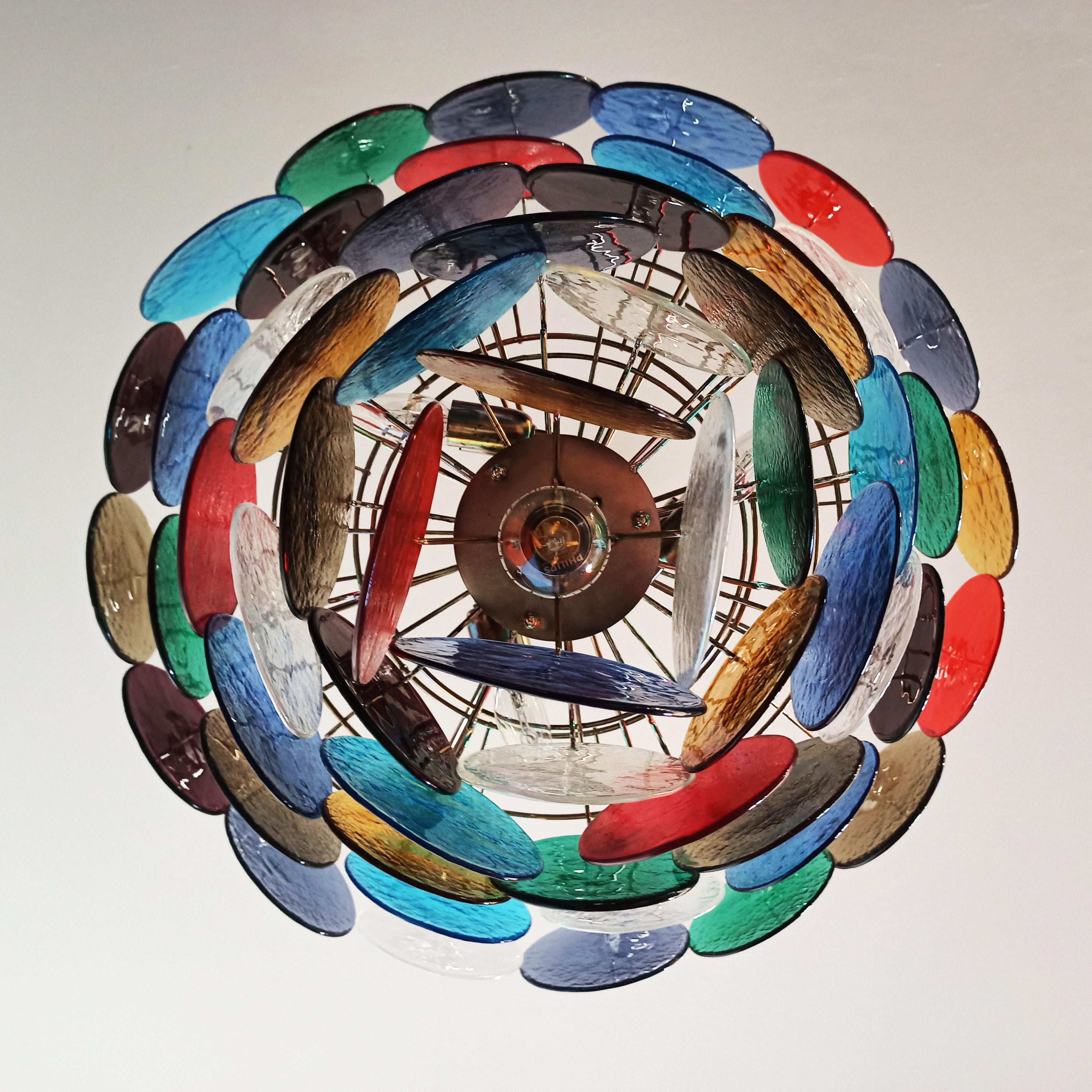 Elegant Murano Disc Multicolored Chandelier