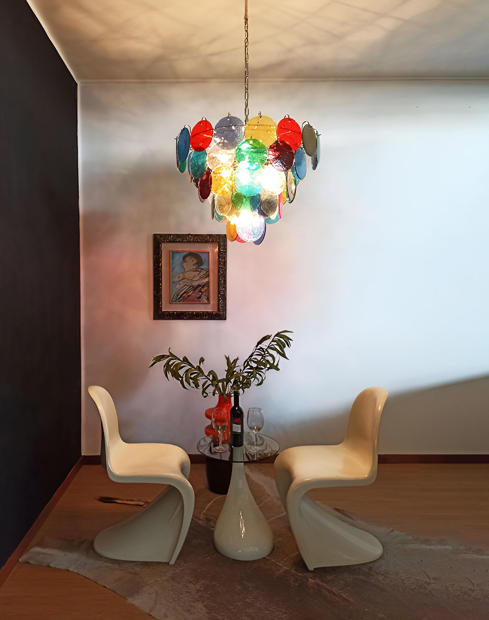 Elegant Murano Disc Multicolored Chandelier