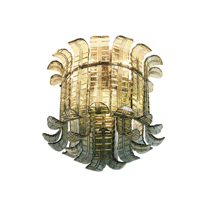 Elegant Murano Leaf Shaped Green Ceiling Lamp | Korewolamp