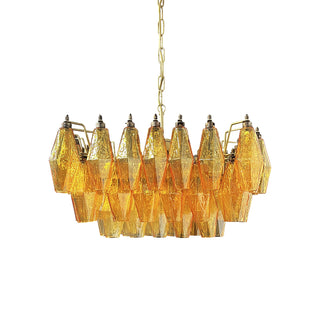 Elegant Murano Poliedri Amber Glass Chandelier