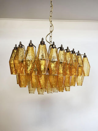 Elegant Murano Poliedri Amber Glass Chandelier