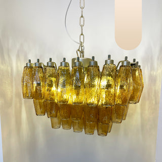 Elegant Murano Poliedri Amber Glass Chandelier