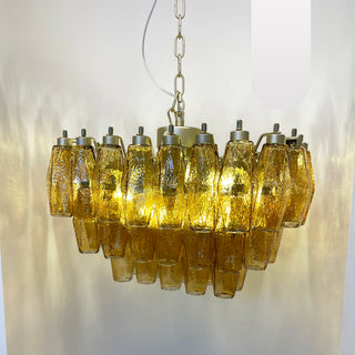 Elegant Murano Poliedri Amber Glass Chandelier