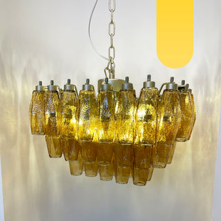 Elegant Murano Poliedri Amber Glass Chandelier